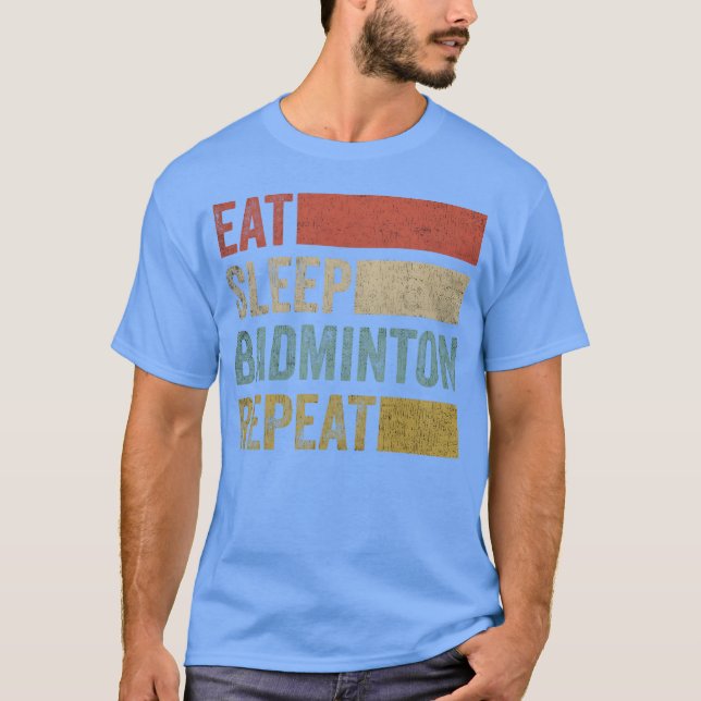 Camiseta Stylish Retro 70s Eat Sleep Badminton Repeat retro (Anverso)