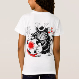 Camiseta Stylish Samurai Cat Japan Soccer For Football fans