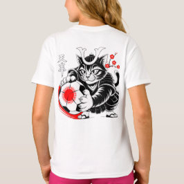 Camiseta Stylish Samurai Cat Japan Soccer For Football fans
