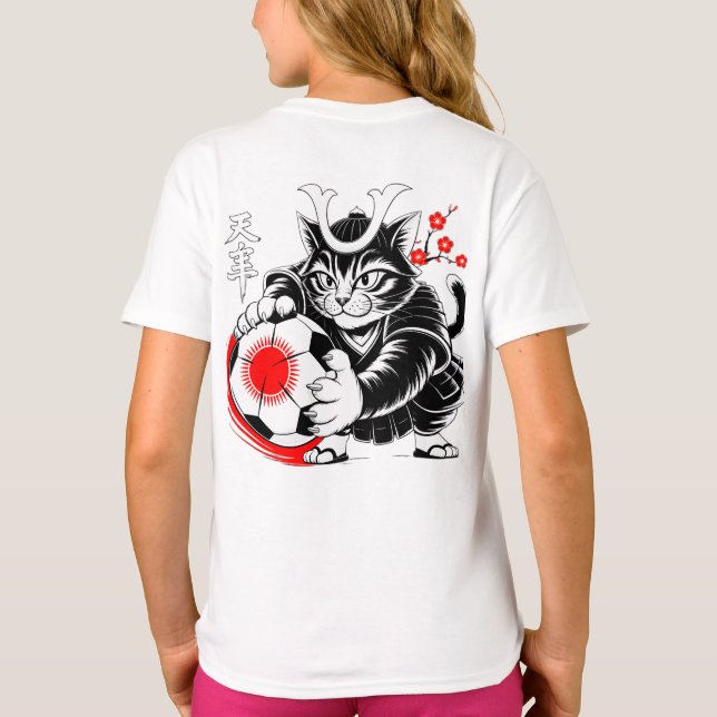 Camiseta Stylish Samurai Cat Japan Soccer For Football fans (Reverso)
