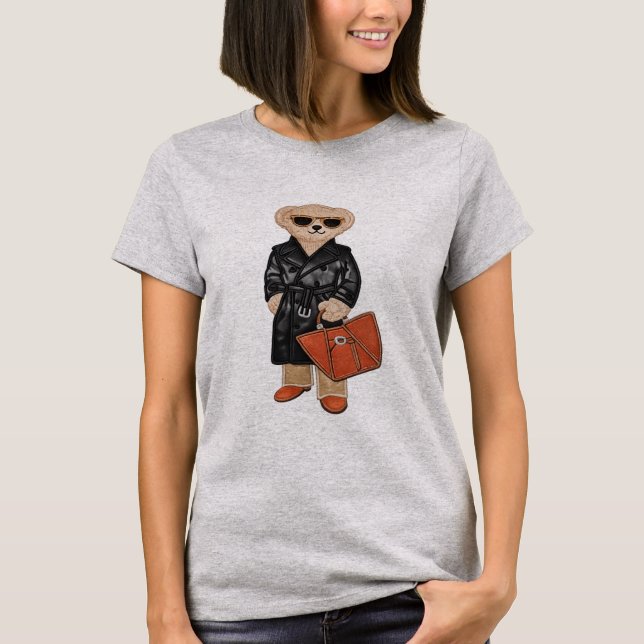 Camiseta Stylish Teddy Bear Chic Trench Coat Bear Graphic (Anverso)