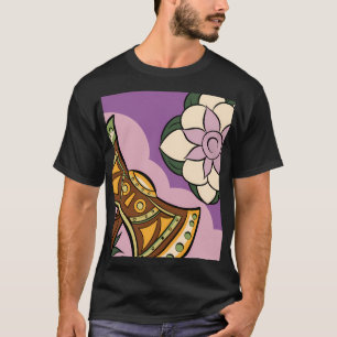 Camiseta Stylized Axe and Flower Design