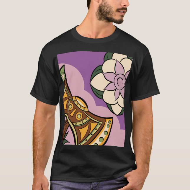 Camiseta Stylized Axe and Flower Design (Anverso)