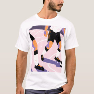 Camiseta Stylized Football Players Dribbling a Soccer Ball