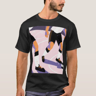 Camiseta Stylized Football Players Dribbling a Soccer Ball