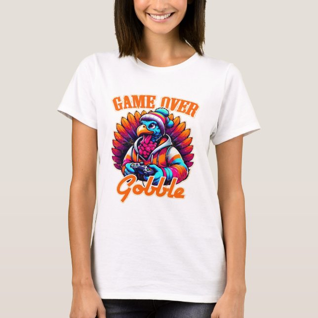 Camiseta Stylized Hoodie Turkey Gamer with Distressed Orang (Anverso)