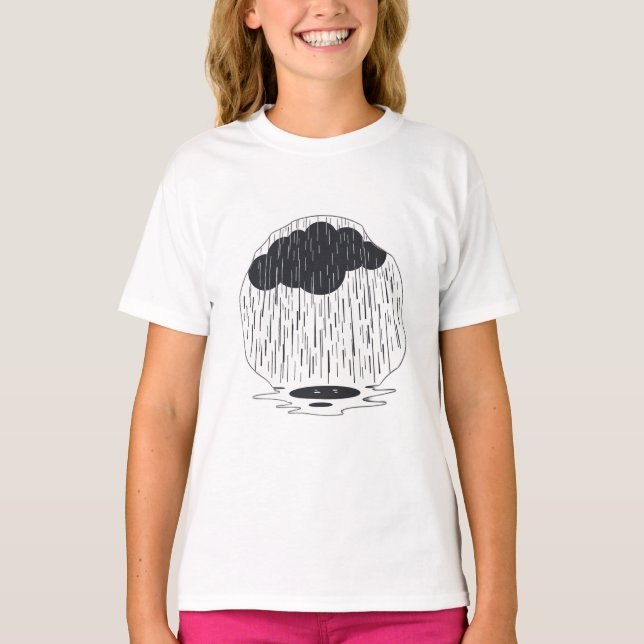 Camiseta Stylized Rain Cloud with Falling Rain and Puddle (Anverso)