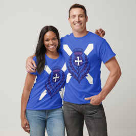 Camiseta Stylized Thistle St Andrews Cross and Saltire