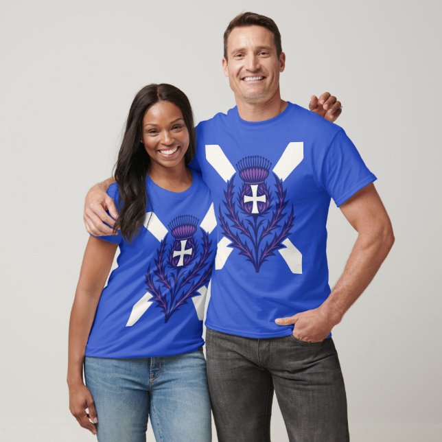 Camiseta Stylized Thistle St Andrews Cross and Saltire (Unisexo)