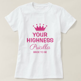 Camiseta Su Alteza la graciosa princesa rosa corona novia a