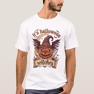 Camiseta Su Bruja de Halloween Calabaza Sombrero de Bruja L