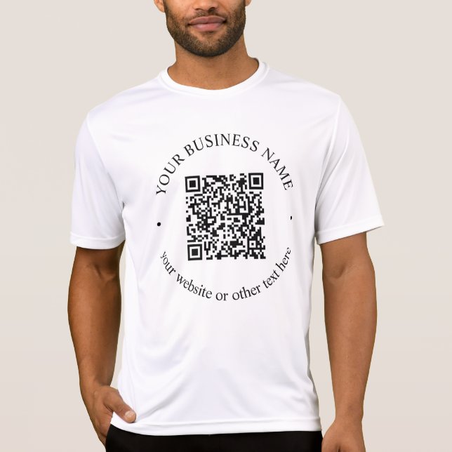 Camiseta Su código QR cargado más texto circular editable (Anverso)