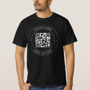 Camiseta Su código QR y su texto editable   Blanco y negro