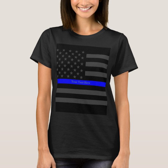 Camiseta Su declaración negra fina de la bandera de Blue (Anverso)