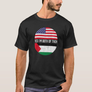 Camiseta Su familia de bandera norteamericana mitad palesti