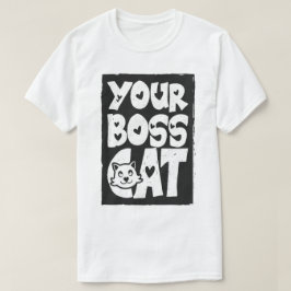 Camiseta Su gato jefe en blanco