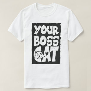Camiseta Su gato jefe en blanco