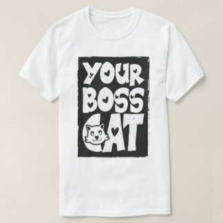 Camiseta Su gato jefe en blanco