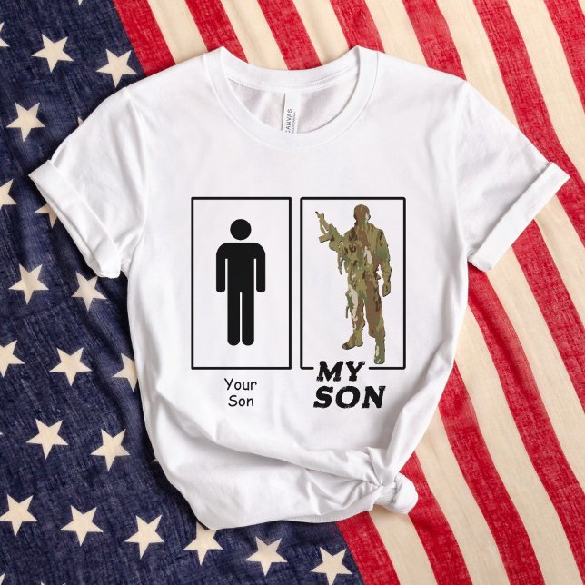 Camiseta Su hijo mi hijo Camo Soldado Divertido padre milit (Funny Your Son, My Son camo solider USA Military parent white t-shirt, Air Force Mom Dad, Army, Navy)