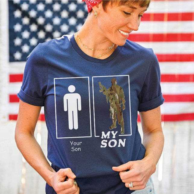 Camiseta Su hijo mi hijo Camo Soldado Funny Familia Militar (Funny Your Son, My Son camo solider USA Military parent navy blue t-shirt, Air Force Mom / Dad, Army)