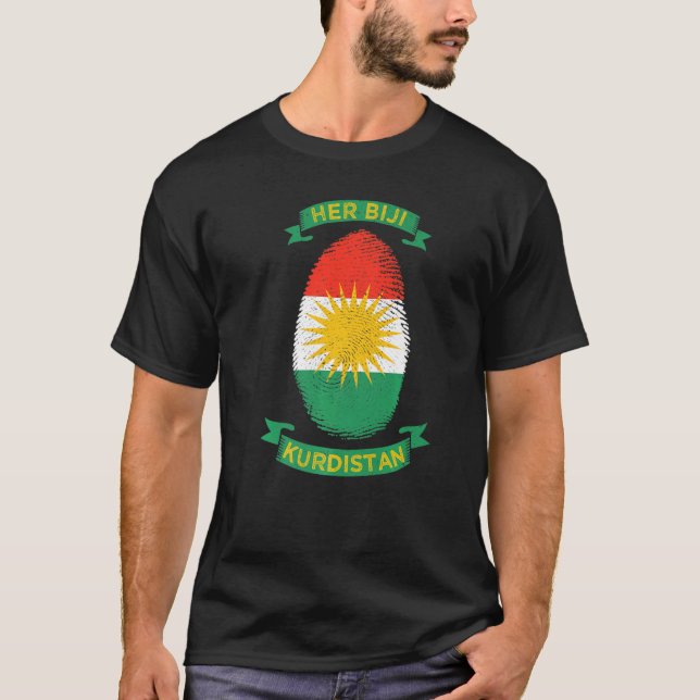 Camiseta Su huella digital en Biji Kurdistán Kurde (Anverso)
