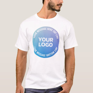 Camiseta Su logotipo   Ombre azul a púrpura y texto circula