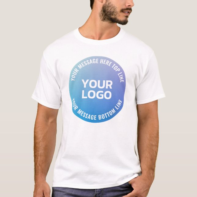 Camiseta Su logotipo | Ombre azul a púrpura y texto circula (Anverso)