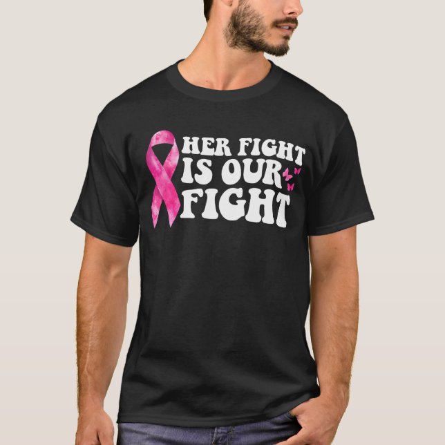 Camiseta Su Lucha Contra El Cáncer De Mama Rosa Groovy (Anverso)