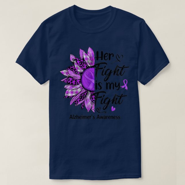 Camiseta Su lucha es de mi lucha: Alzheimer de girasol púrp (Diseño del anverso)