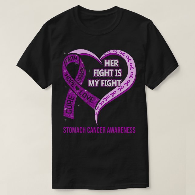 Camiseta Su Lucha Es Mi Cáncer De Estómago Cardíaco De Cint (Diseño del anverso)