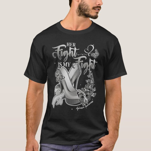 Camiseta Su Lucha Es Mi Lucha Gray High Heels Aphasia Awar (Anverso)