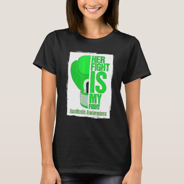 Camiseta Su Lucha Es Mi Pelea Scoliosis Green Ribbon Scoli (Anverso)