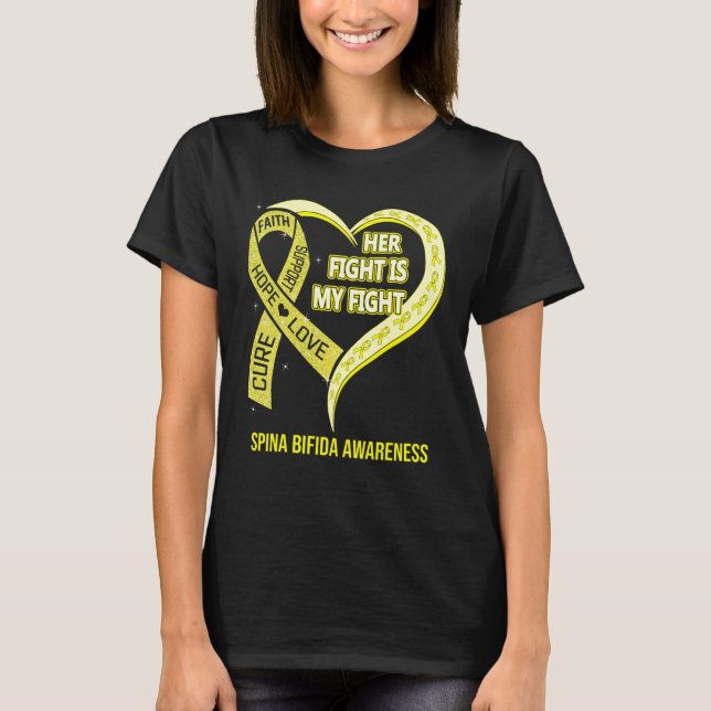 Camiseta Su Lucha Es Mi Pelea Spina Bifida Awareness Ribbo (Anverso)