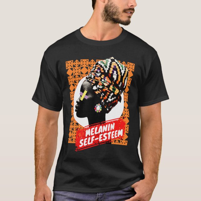 Camiseta Su Melanin impulsa la autoestima y el Histo negro  (Anverso)