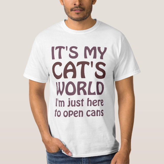 Camiseta Su mi mundo de los gatos - apenas abro las latas (Anverso)