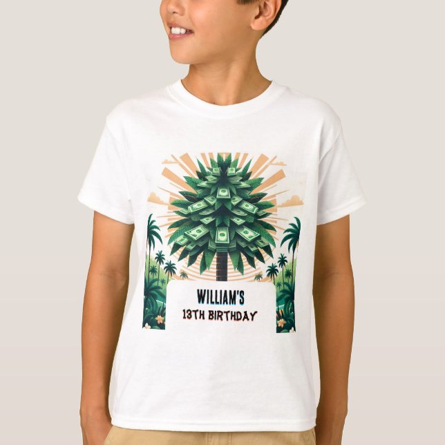 Camiseta Su naturaleza Guay Cash Only Money Tree 13 cumplea (Anverso)