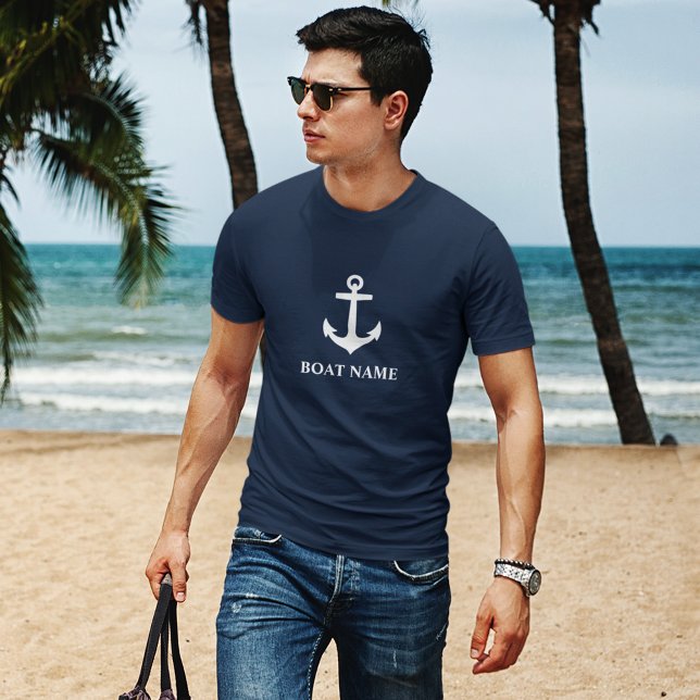 Camiseta Su nombre de barco Anchor Azul (Subido por el creador)