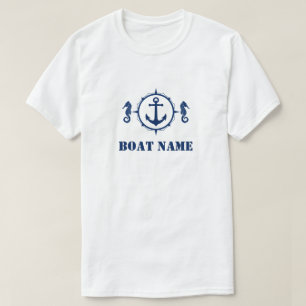 Camiseta Su nombre de barco Navy Anchor de caballete azul m