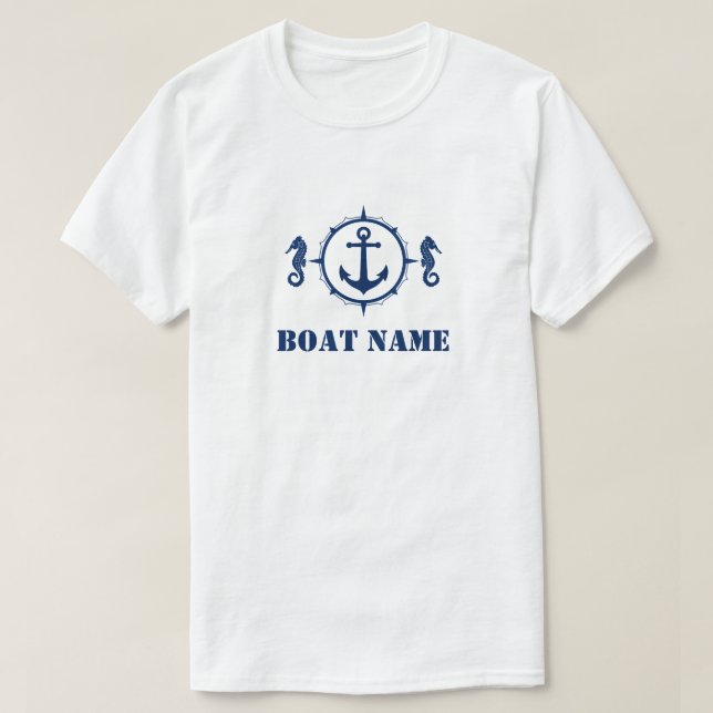 Camiseta Su nombre de barco Navy Anchor de caballete azul m (Diseño del anverso)