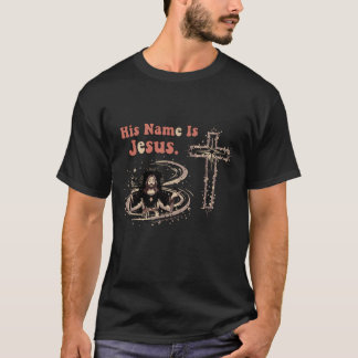 Camiseta "Su Nombre Es Jesús" Tipografía Cristiana Vintage