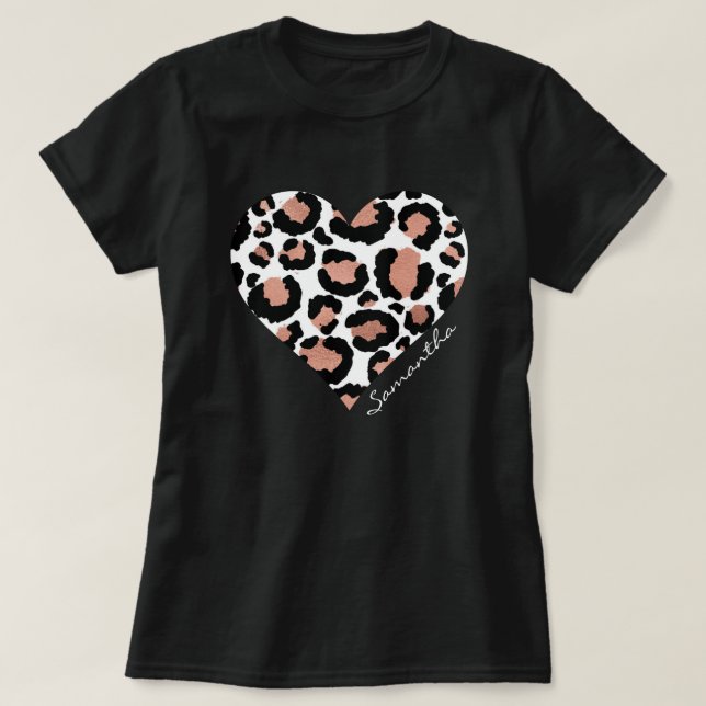 Camiseta Su nombre: Patrón de animales del leopardo cardíac (Diseño del anverso)