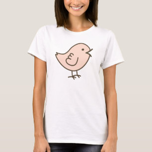 Camiseta Su pequeño arte rosado del vector del pájaro del