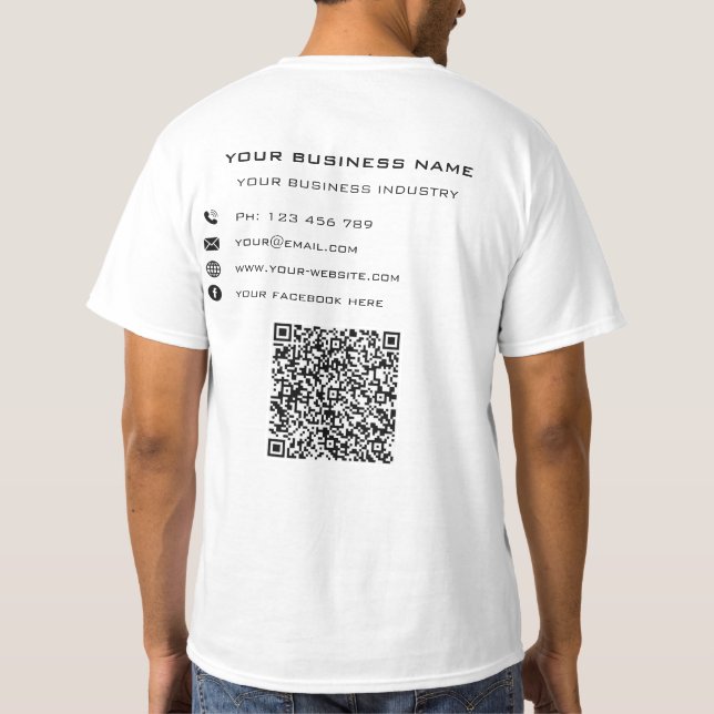 Camiseta Su Personalizado de código QR Nombre de texto come (Reverso)