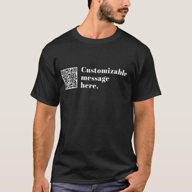 Camiseta Su propio código QR cargado y texto retro editable (Anverso)