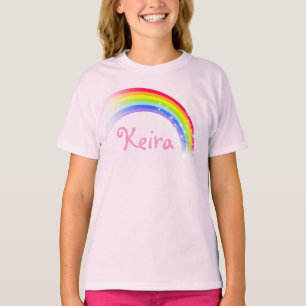 Camiseta Su propio nombre corto arcoiris rosa arriba