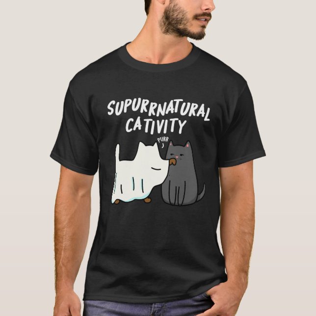 Camiseta Su-purr-natural Catividad Funny Cat Pun Dark BG (Anverso)