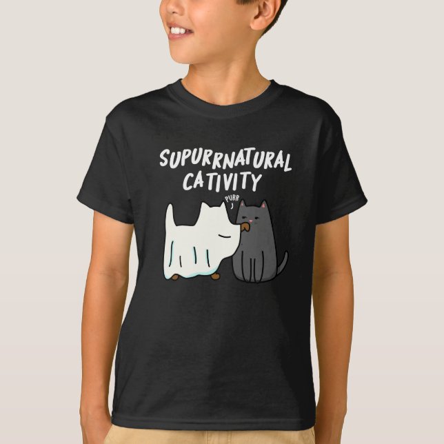 Camiseta Su-purr-natural Catividad Funny Cat Pun Dark BG (Anverso)