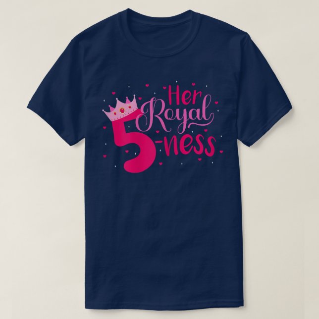 Camiseta Su Real Perdón Quinto Cumpleaños Chicas Divertidos (Diseño del anverso)