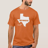 Su texto/color Naranja Texas Mapa de estado Howdy 
