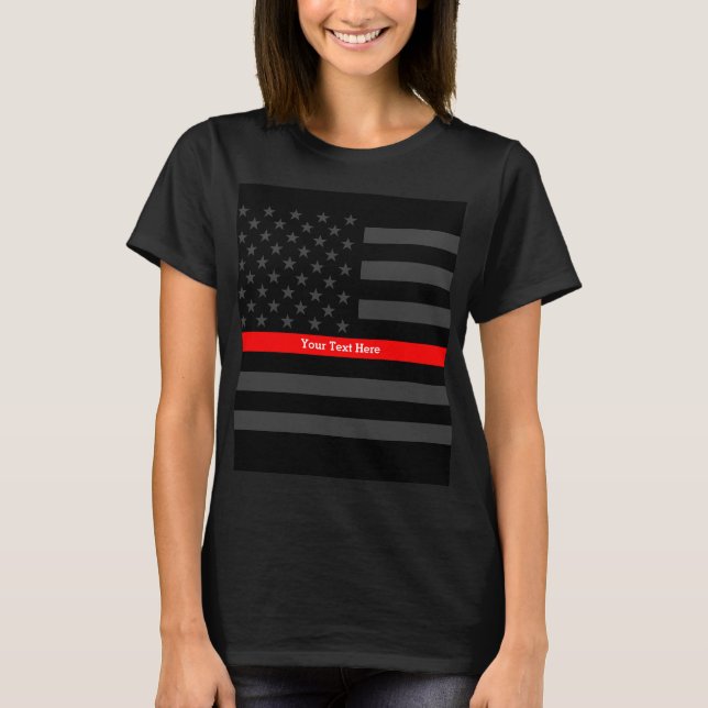 Camiseta Su texto Línea roja delgada Bandera de Estados Uni (Anverso)
